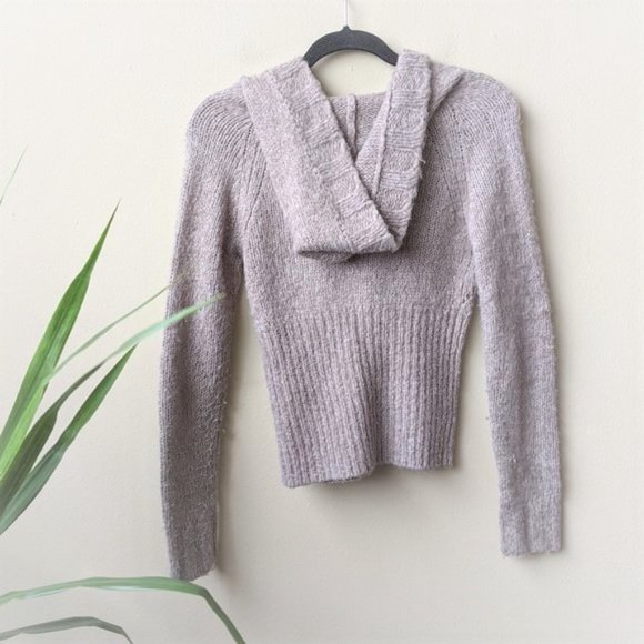 FREE PEOPLE -V- neck Brown-Tan Ribbed Long Sleeve - Picture 4 of 8